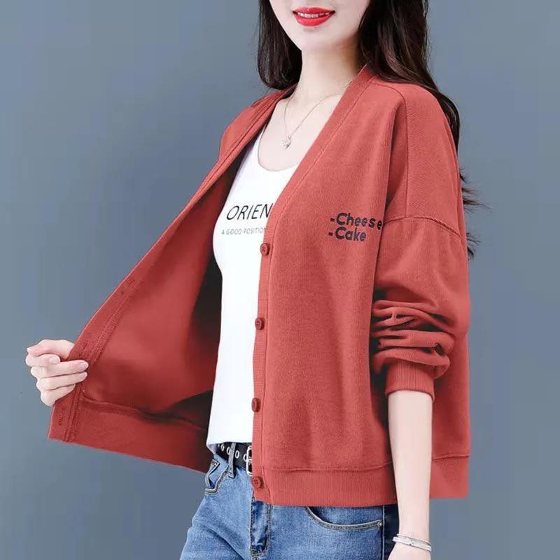 Sweater Cotton Jacket Women Korean Loose Loose Autumn and Winter Thin All-match Jacket Cardigan Sweater Short Baseball Uniform