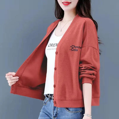 Sweater Cotton Jacket Women Korean Loose Loose Autumn and Winter Thin All-match Jacket Cardigan Sweater Short Baseball Uniform