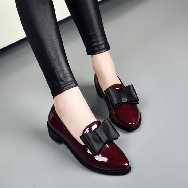 British Women's Shoes Small Leather Shoes Bow Korean Spring and Summer All-match Thick-heeled Women's Single Shoes
