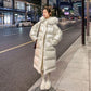 Long Padded Coat Women's Winter Loose White Bright Thickened Down Padded Coat