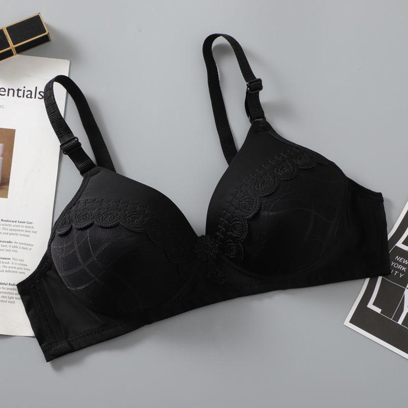 Thin Underwear Women's No Steel Ring Large Size Mother Middle-aged and Elderly Gathered Ladies Bra Anti-sagging Breathable Large Size Bra