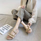 Sponge Cake Platform Sandals Female Fairy Style Summer Student Flat Roman Net Red Sandals