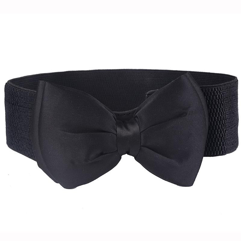 Elastic Belt Ladies Chiffon Bow High Elasticity Snap Wide Belt