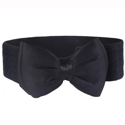 Elastic Belt Ladies Chiffon Bow High Elasticity Snap Wide Belt
