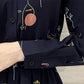 Women's Spring and Autumn Floral Dress Long Sleeve A-Line Stand Collar Mid-length Skirt Shirt Sleeve