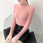 Pofulove Faux Mink Fleece Sweater Short-fitting Winter Jacket Half Turtleneck Bottoming Shirt