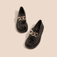 Women's Leather Shoes with Shiny Patent Leather and Soft Sole British Style Platform Platform Loafers