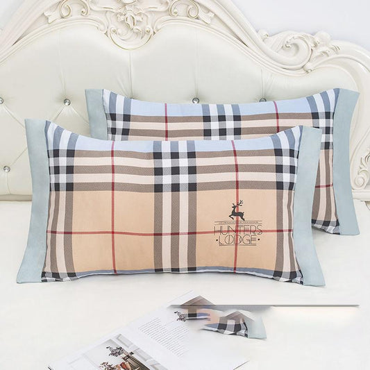 Simple Patterned Style Ice Silk Pillowcase One Pair Summer Cute Tencel Cool Pillow Core Set Can Be Washed
