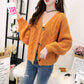 Autumn and Winter Cropped Woolen Coat Casual High Waist Loose Top Retro Cardigan Women Sweater
