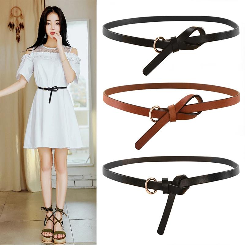 Women's Sweater Belt Decoration Can Be Knotted Belt Dress Leather Cowhide Small Belt Skirt Belt Black Sash Belt for Dress