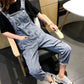 WTEMPO Woman Jeans Summer Denim Jumpsuit Long Romper Pants Zipper Pockets Sleeveless Adjusted Overalls Trousers