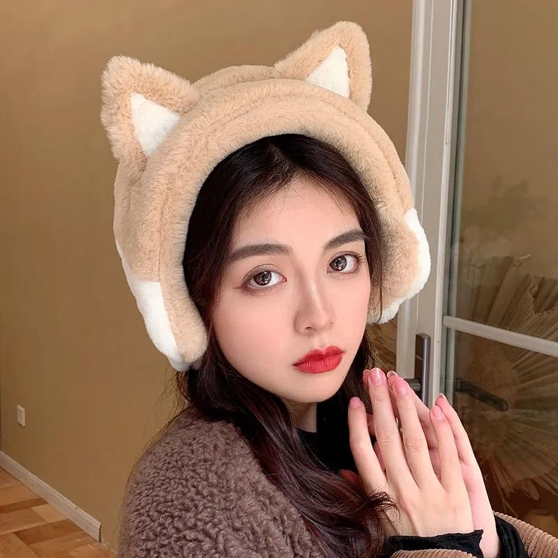 Women's Winter Cat Claw Ears Earmuffs Cute Cartoon Warm Earflaps Wide-brimmed Ear Protection Earwarmers No Shedding Cat Head Band Cover Ear Pad