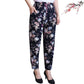 Women Summer High Waist Wide Leg Floral Printed Casual Pants Female Big Size Loose Elastic Waist Simple Thin Cropped Pants