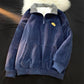 Lamb Velvet Half Zipper Polo Collar Sweater Women's Autumn and Winter Plus Velvet Thick Outer Wear Loose Warm Warm Jacket Top
