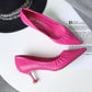 High Heels Women European Stiletto Mid-heel Pointed Toe Fashion High Heels Working Leather Shoes Women