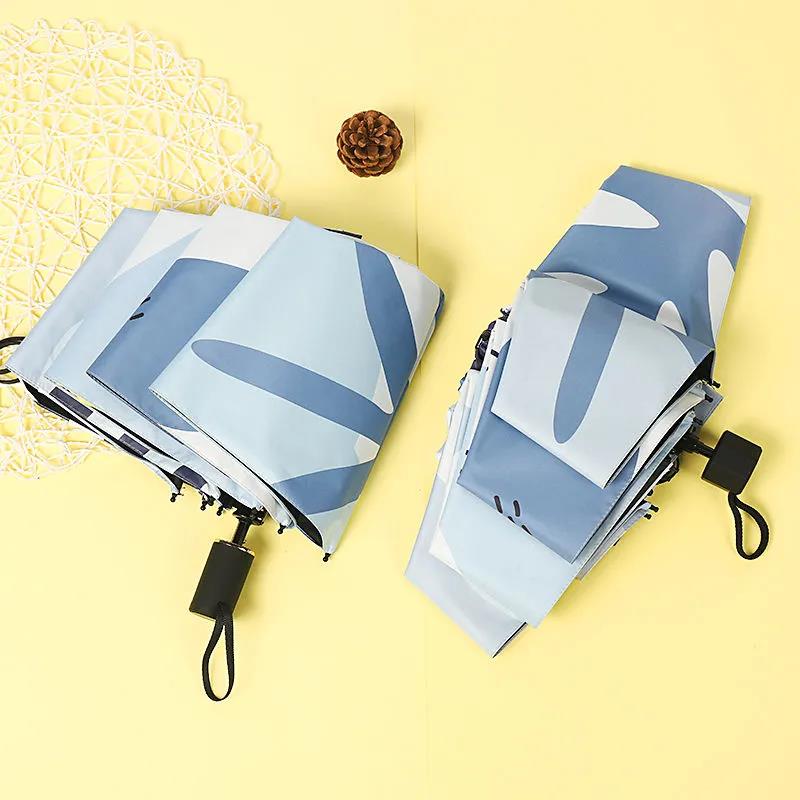 Sunshade Sun Umbrella Female Black Glue Sunscreen Anti-ultraviolet Folding Sunny Umbrella Dual-use Compact Portable Umbrella Student Automatic