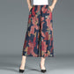 XL-4XL Spring High Waist Wide Leg Pants Summer Loose Large Size Thin Culottes Elastic Waist Printed Cropped Pants