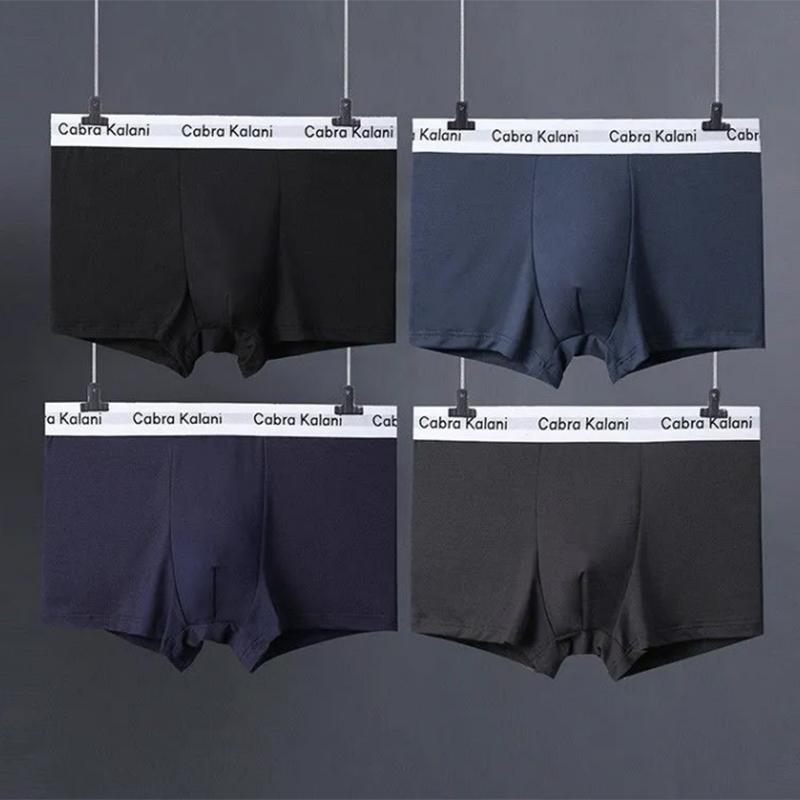 4 Pieces Men's Underwear Modal Boxer Solid Color Ice Silk Sports Comfortable Boxer Briefs Gift Box Packaging Mid Waist Underpants Breathable Panties