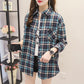 Women's Spring Summer Large Size Long Sleeve Shirts Female Vintage Loose Plaid Coats Turn Down Collar Button Tops Blouse