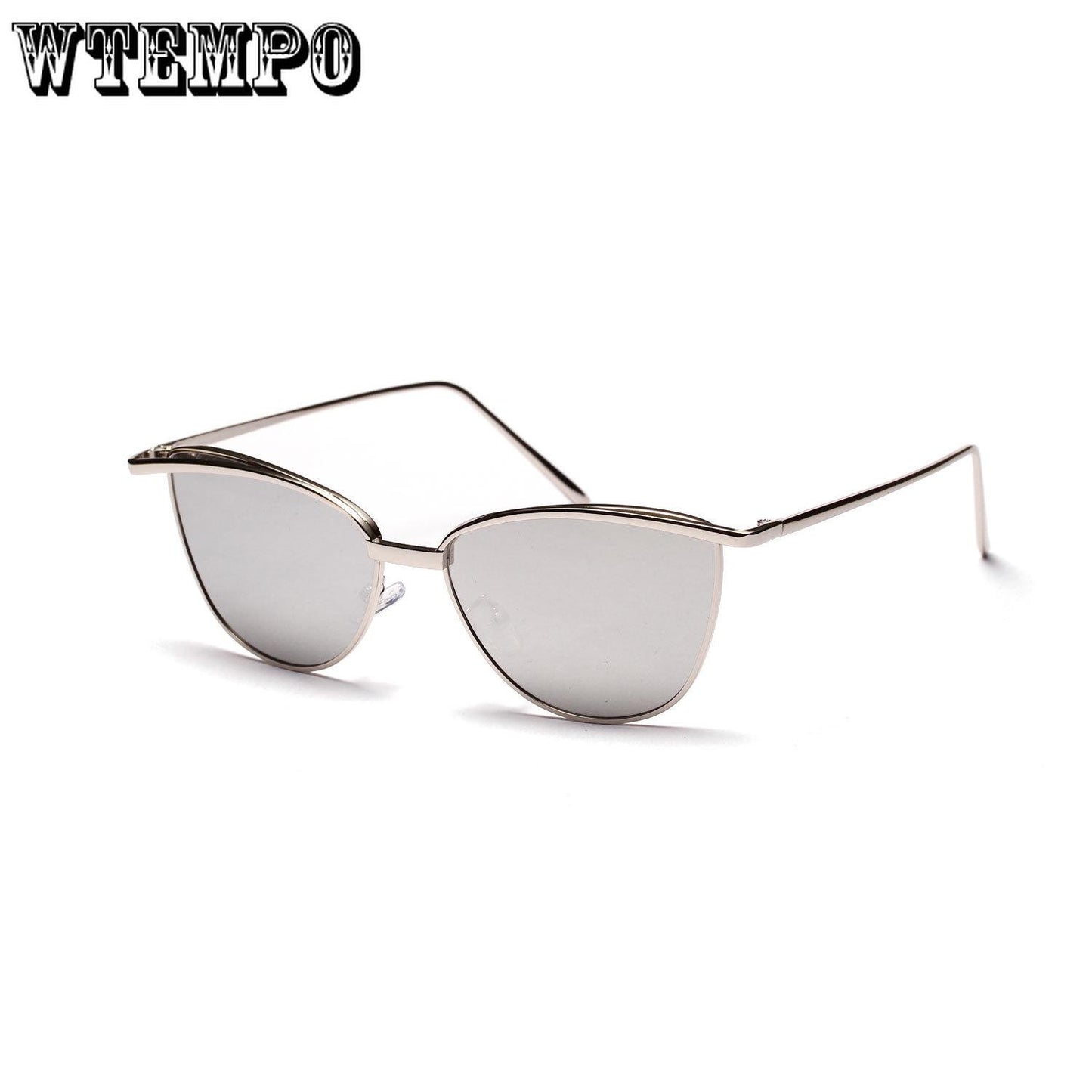 WTEMPO Cat Eye Metal Sunglasses Men Small Frame Transparent Color Ocean Sheet Glasses