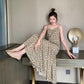 Floral Sling Skirt Cute Sweet Girl V-neck Mid-length Dress Sleeveless