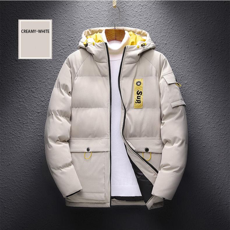 Cotton-padded Jacket Men's Jacket Winter Leisure Plus Size Hooded Padded Jacket Solid Color Thick Men's Padded Jacket