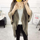 Loose Shawl Jacket Medium-length Women's Large-Size Knit Cardigan Cardigan Fringed Wild Cape Loose Large Fur Collar Knitwear Sweater Jacket