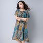 Women Summer Dress Loose Plus Size Casual Dress Vintage Print Beach Sundress Dresses Vestidos