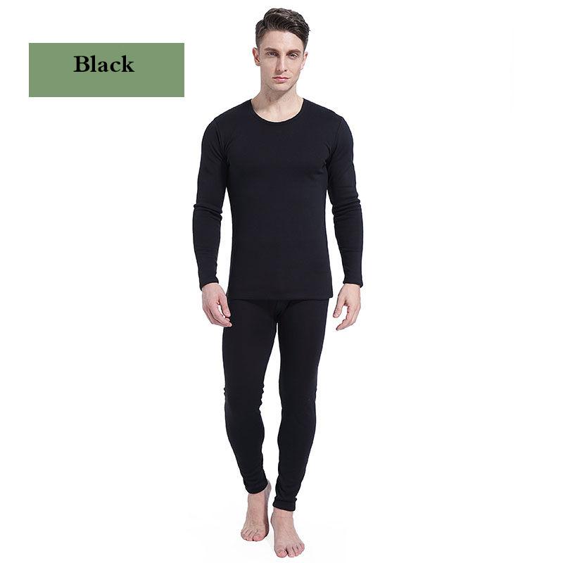 Tight Suit Thicken Plus Velvet O-neck Tops Pants Men Winter Thermal Underwear Plus Velvet Tops Pants Windproof Comfortable Soft Lining Long Sleeve