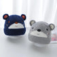 Cute 3D embroidered bear ears baby hat autumn and winter cartoon baby wool hat double layer warm children soft and comfortable hat 8M to 3Y