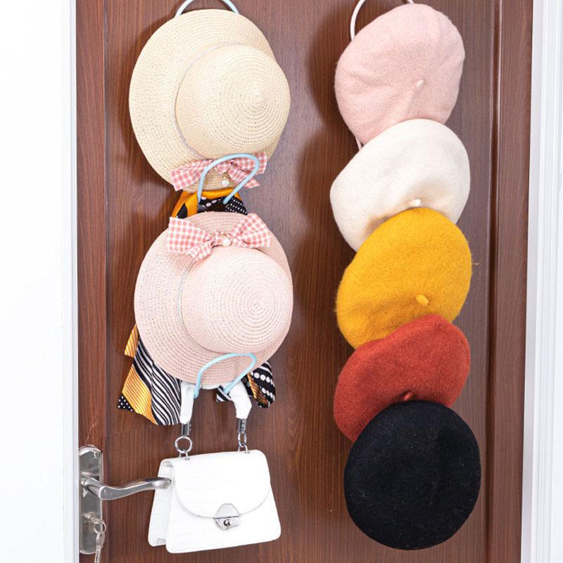 5PCS Household Coat Rack Free Punching Bedroom Hanging Hat Storage Rack Behind The Door Wall-mounted Hat Rack Bathroom Towel Rack Household Hat Rack