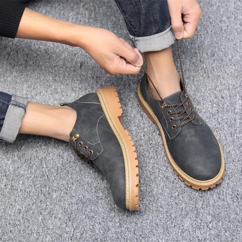 Fashion Men's Martin Boots Warm Working Boots Lace Up Men's Desert Boots Round Toe High Top Shoes
