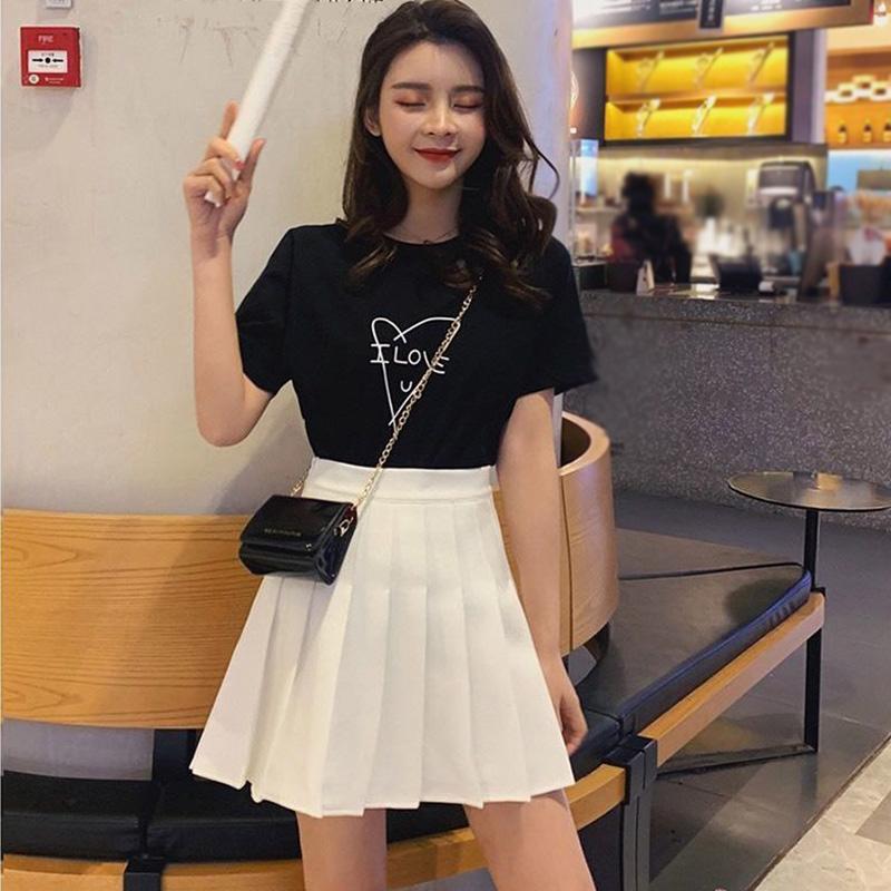 Two Layers High-waist Plus Size Short Pleated Skirt  Women's A-line Skirt  Anti-glare Solid Color Mini Skirt