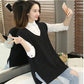 Autumn and Winter Solid Color V-neck Sweater Slim Fit Plus Size Jacket Mid-length Vest Women