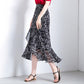 Long Print Chiffon Skirt Women Summer Elegant High Waist Pleated Sun Maxi Skirt Female