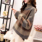 Pofulove Winter Turtleneck Sweater Women Solid  Plus Size loose Long Pullovers Knitting Jumper