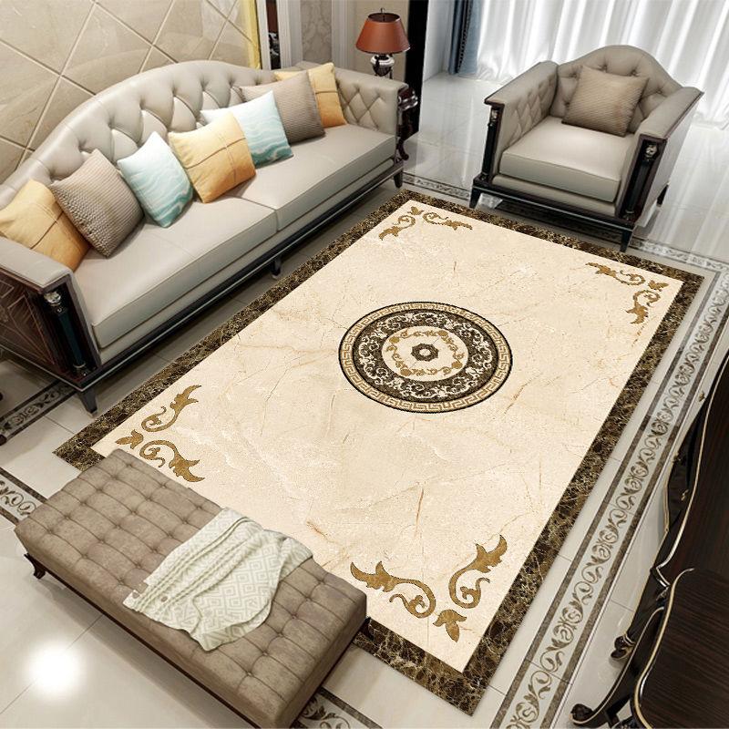 Household Square Floor Mats Marble Pattern Bedroom Bedside Blanket European Style Living Room Carpet