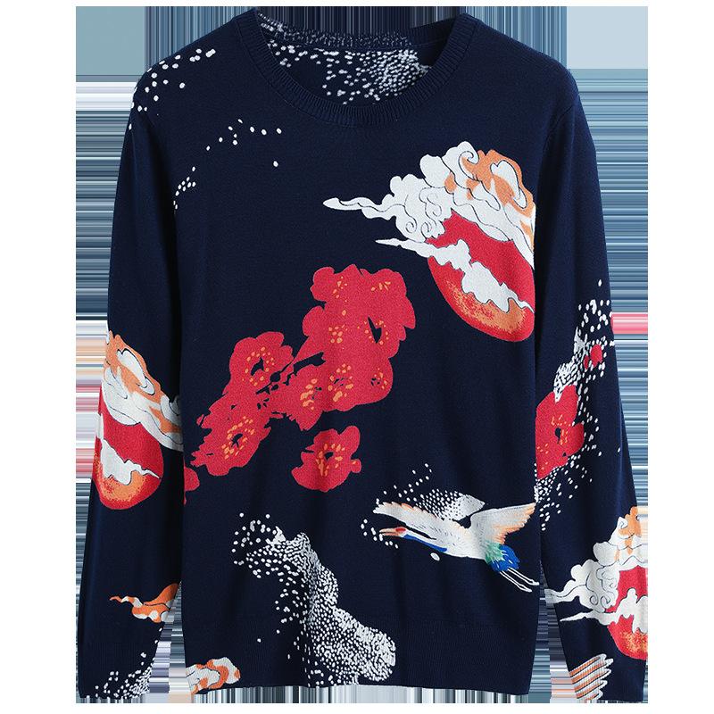 Women's Printed Pullover Sweater Tops Autumn  Winter Long-sleeved Bottoming Sweater Women's High-end Woolen Sweater