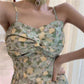 Female Summer Strapless Mid Length Elegant Party Dress Printed Pleated Graceful Slim Club Dress