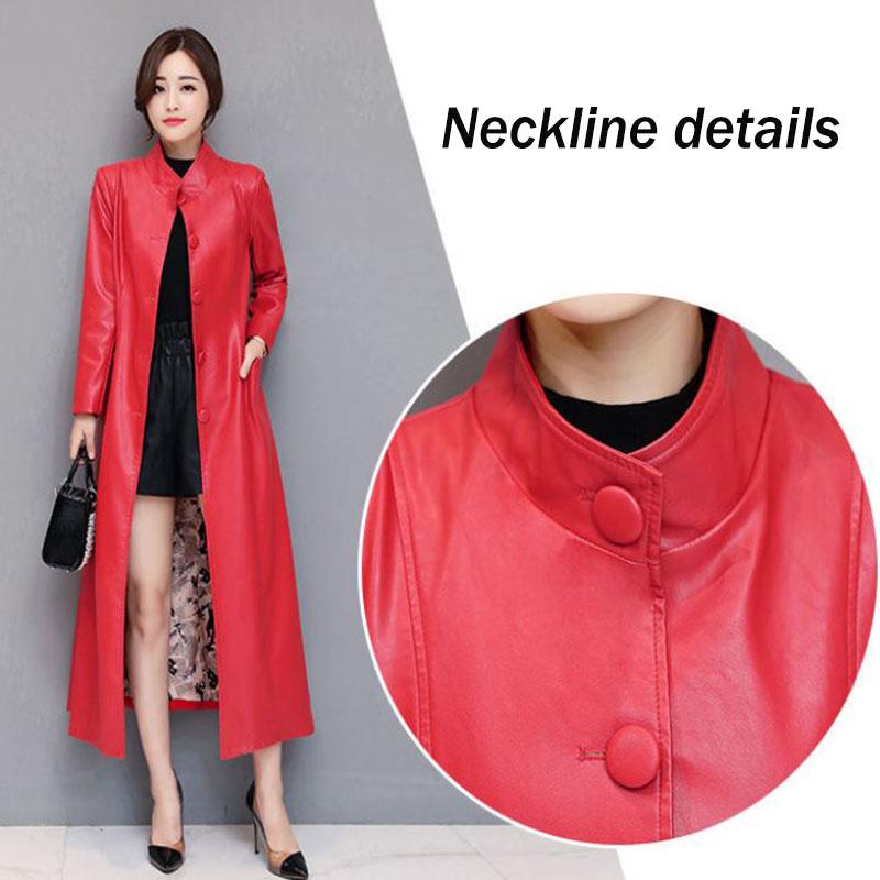 Winter Women's Leather Jacket Fashion Slim Mid-length Leather Jacket Thicken Warm Large Size Leather Jacket