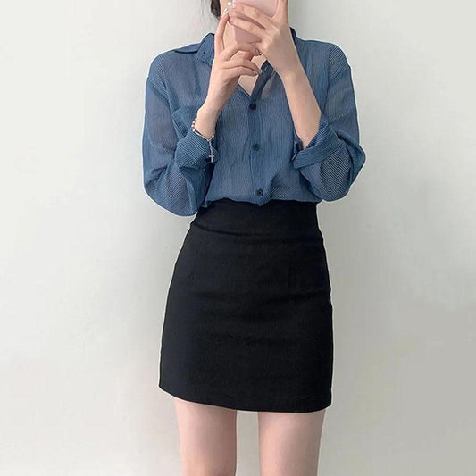 Skirts Womens Summer Girl's Solid Color Y2k A-line Skirt Female High Waist Black Skirt Slim Short Hip Mini Skirts