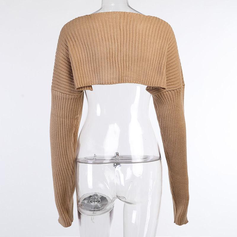 Knit Cardigan Short Outer Shawl  Shrugs Women Autumn Loose Sweater Ultra Short Top