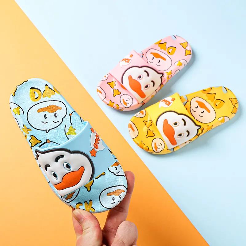 Kids Slippers Summer Boys Girls Soft Sole Flat Anti-slip Slippers Household Shower Casual Versatile Cartoon Duck Beach Slippers