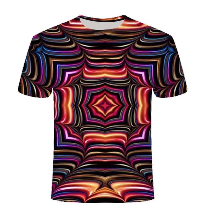 3D Swirl Print Shirt Summer Men T-shirt Personality Streetwear High Street Half Sleeve Tees Casual Breathable Pullover