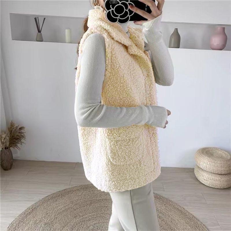 Imitation Lamb Wool Plus Velvet Thick Vest Spring and Autumn All-match Casual Jacket