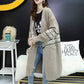 Autumn and Winter Leisure Wool Knit Sweater Loose Long Over The Knee Top Elegant Jacquard Pattern Sweater Coat