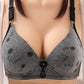 Autumn and Winter Thin Section Large Size Gathered Bra Printing Sexy Sweet Style Breathable No Steel Ring Bra