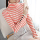 Slim Fit Striped Sweater Winter Pullover Turtleneck Knitted Bottoming Shirt Thickened