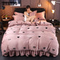 Winter Fleece Bedding Set Duvet Cover Flannel Fleece Flat Sheet 4pcs Caroset Bed Linens Warm