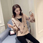 Spring and Autumn Fashion Simple Coat V-neck Loose Cardigan Top Love Pattern Female Sweater
